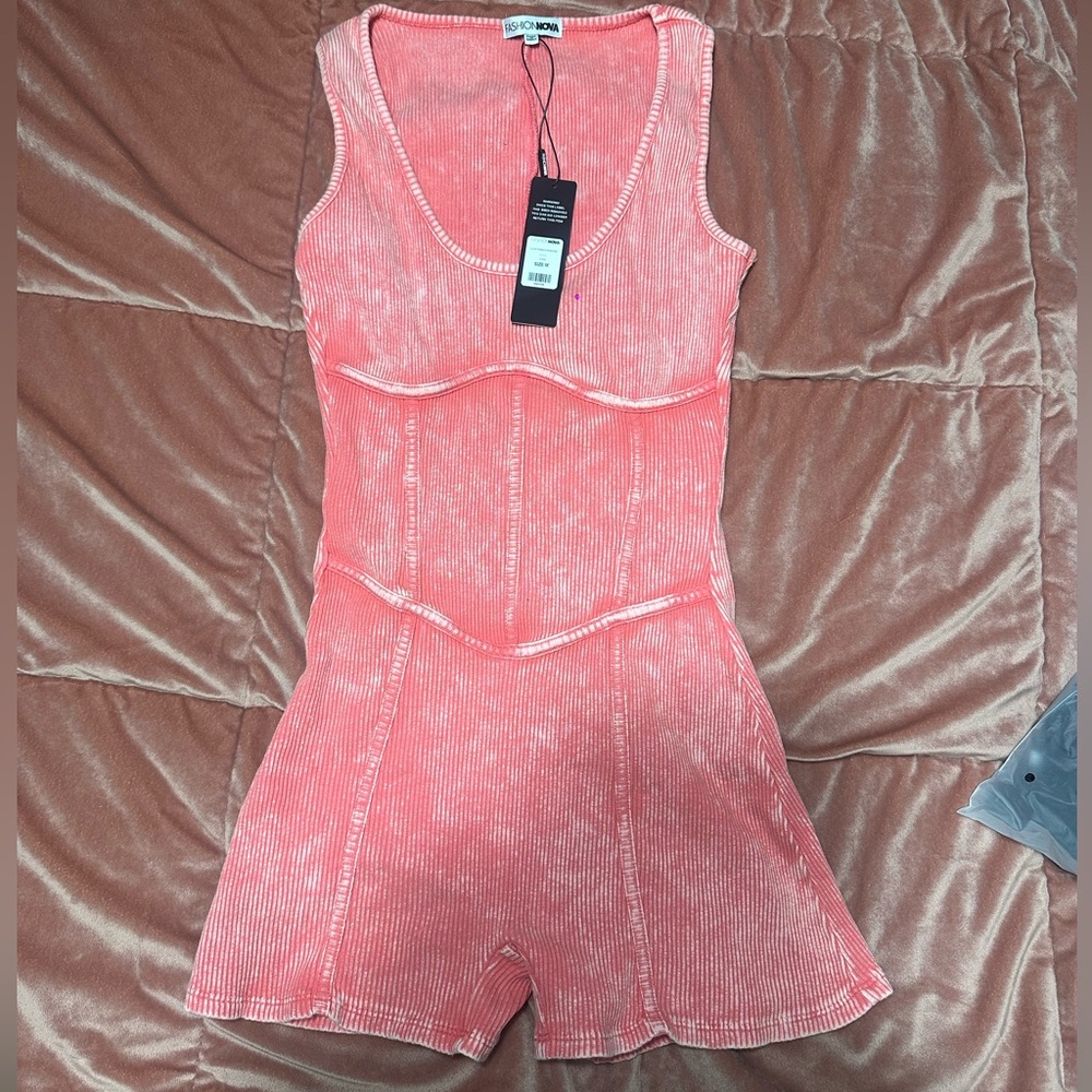 Coral pink romper